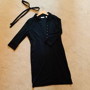 Valerie Stevens Black Sleeves Button Down Dress